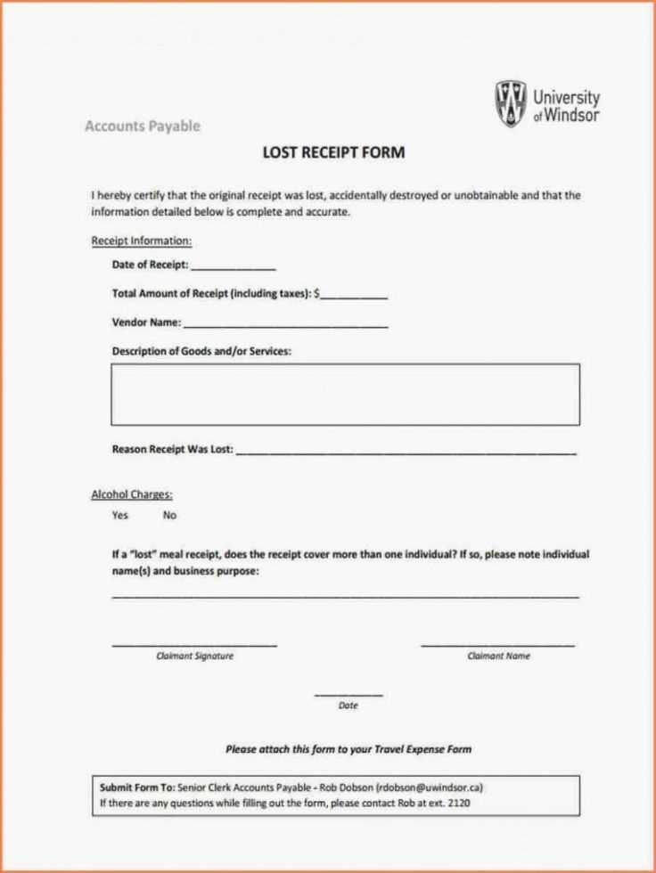 declaration of missing receipt memo template
