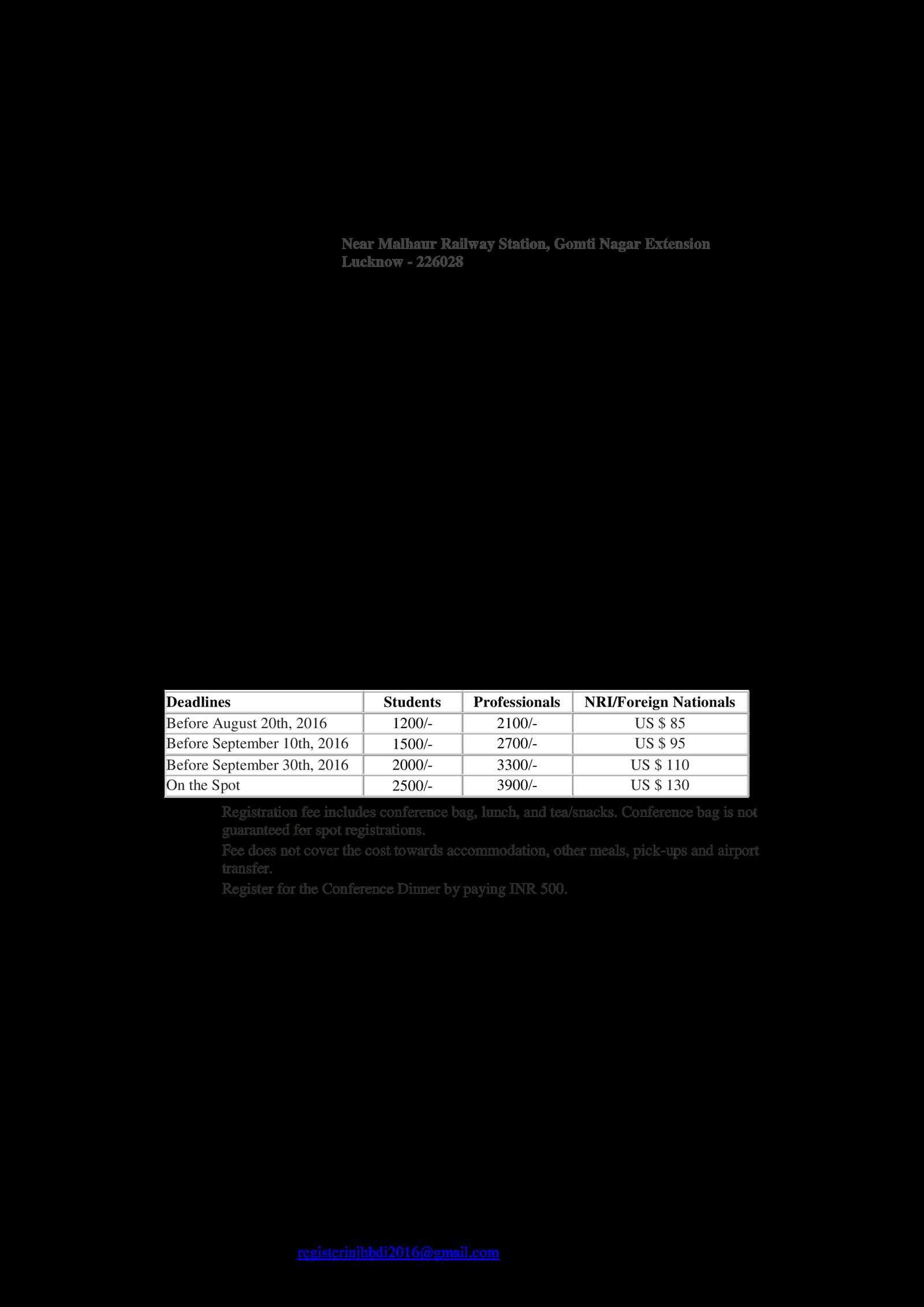 conference registration fee receipt template