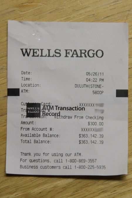 wells fargo receipt template