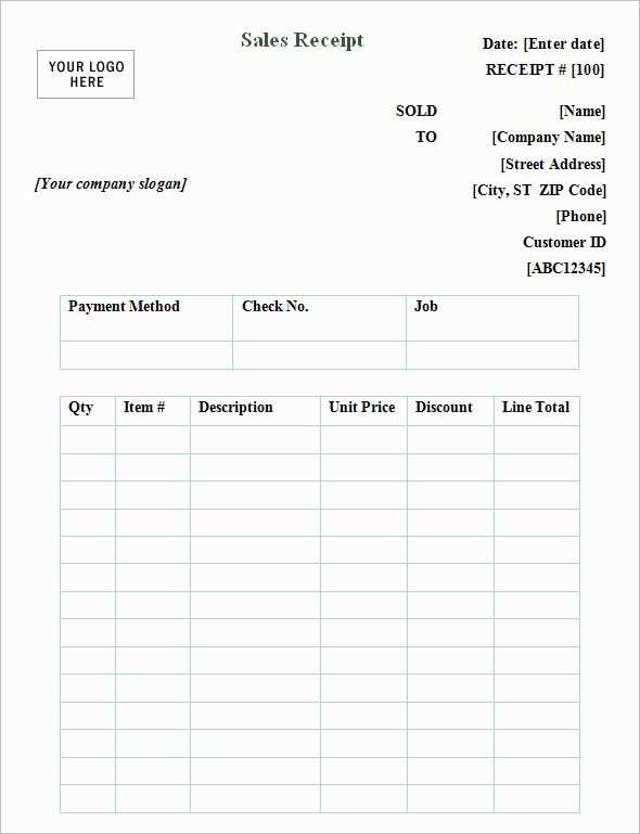 online sales receipt template