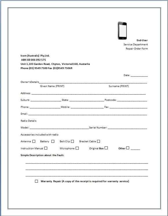 cell phone receipt template