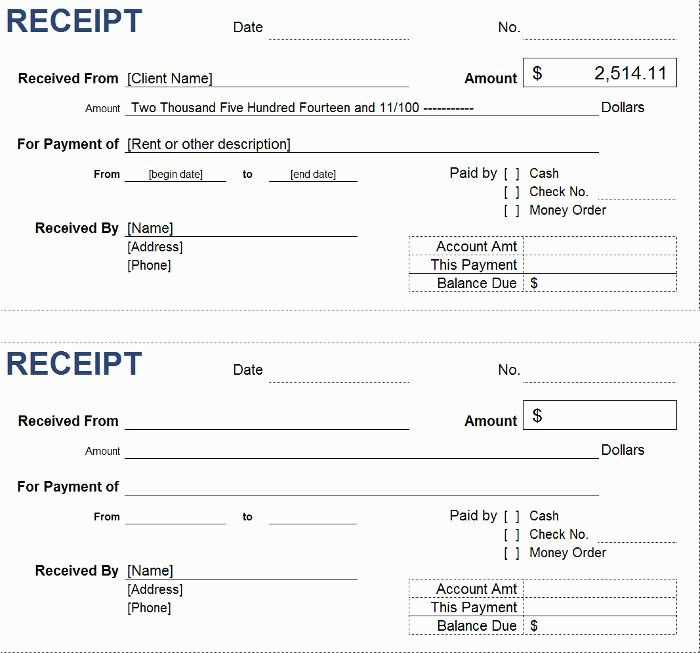 gree template for payment receipt