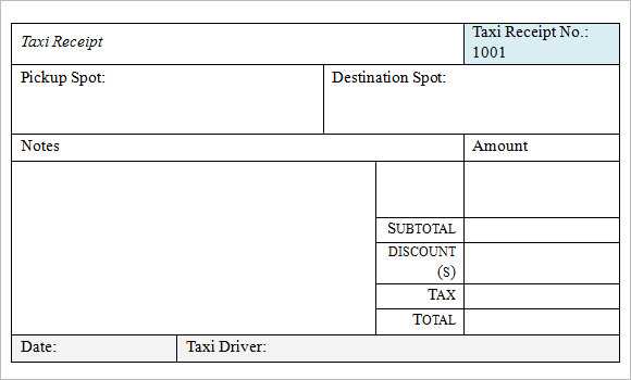 Cab receipt template us