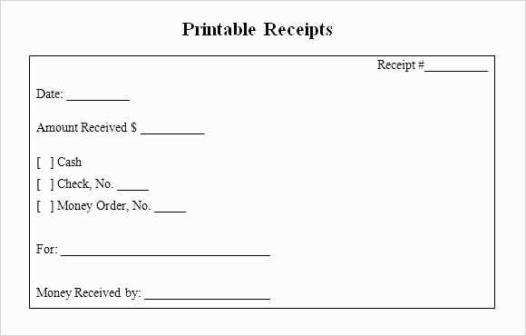 blank receipt template excel