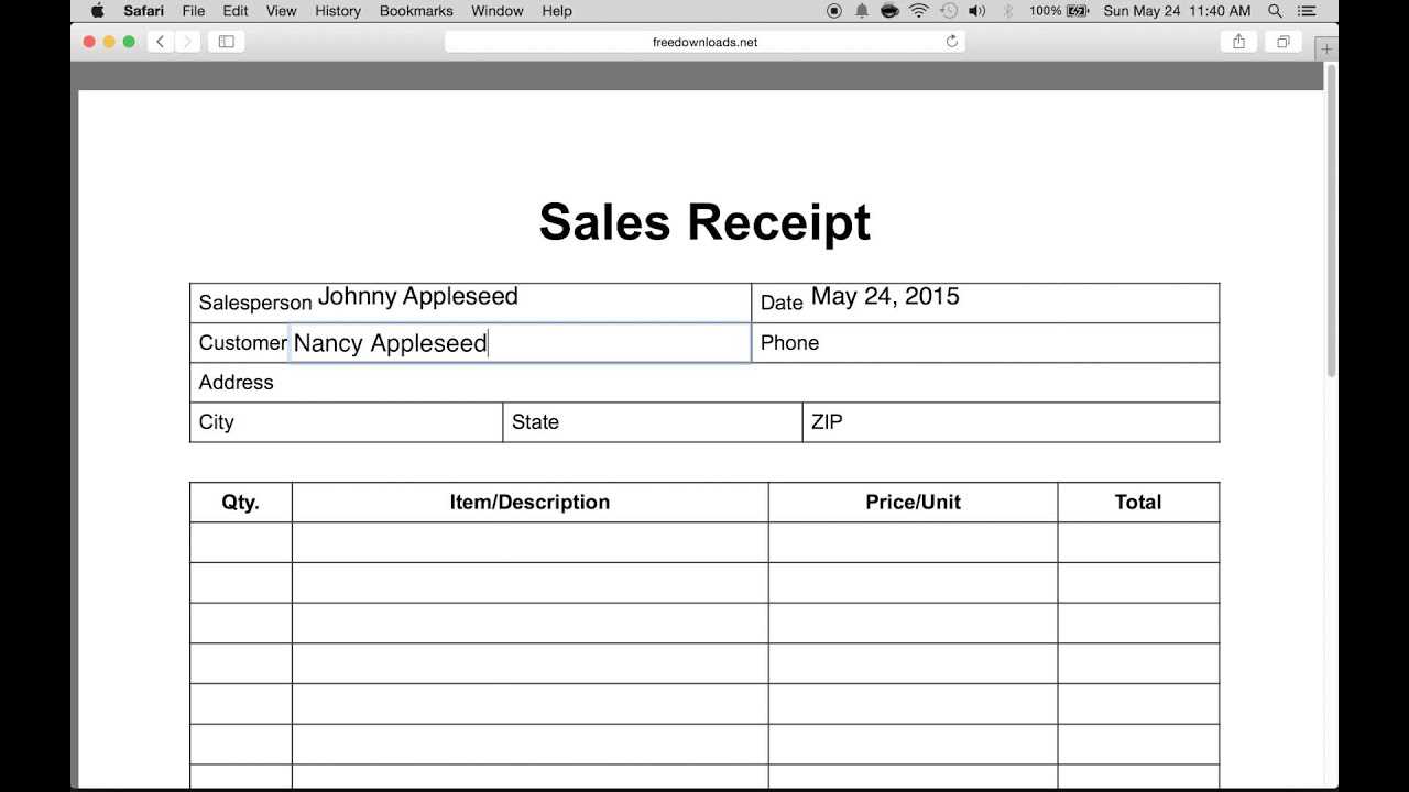 eyeglasses receipt template