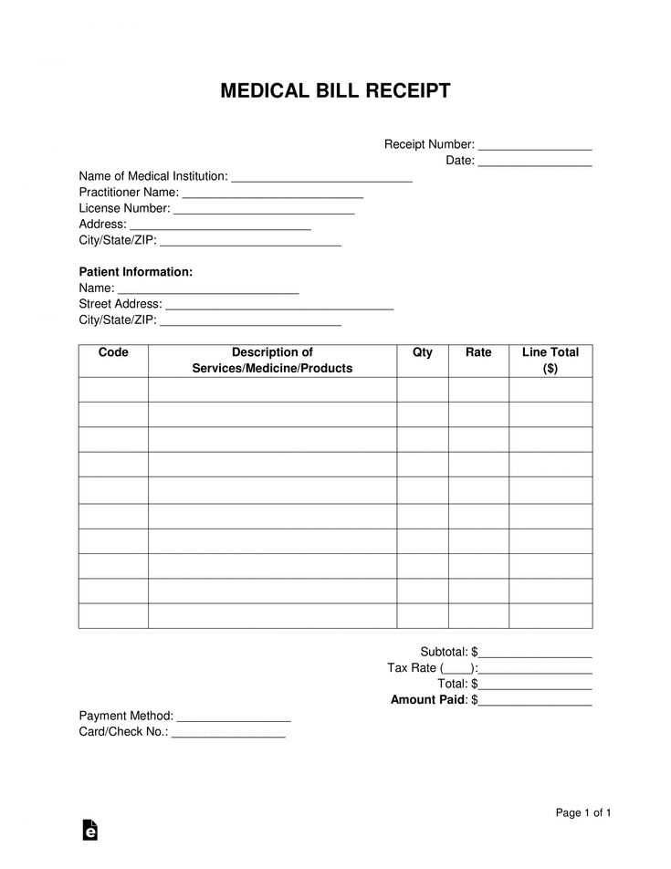 patient payment receipt template