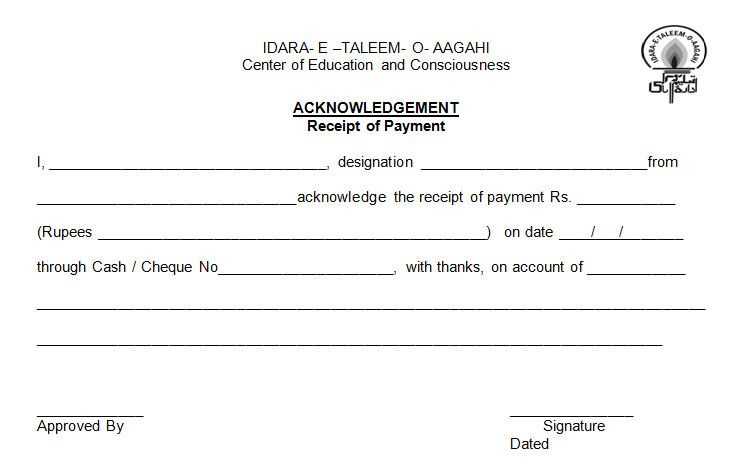 payment receipt template with signature