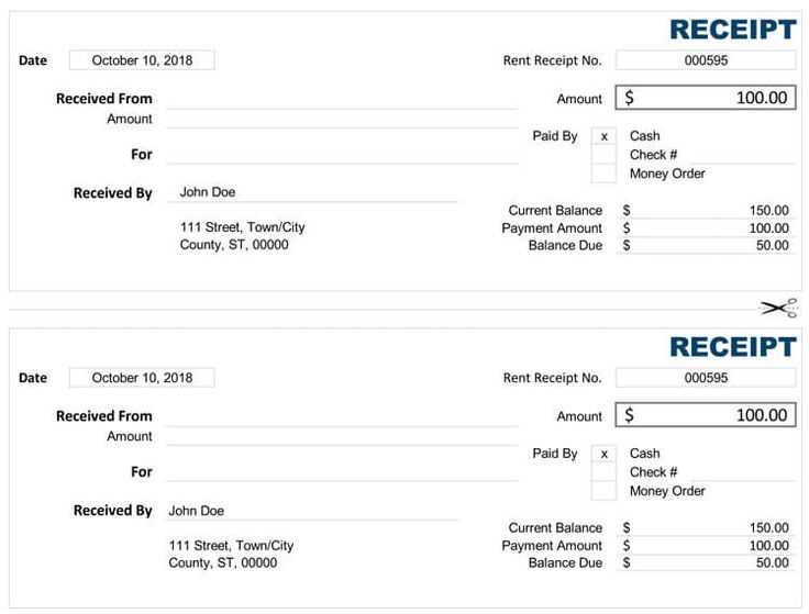 payment receipts for services rendered template