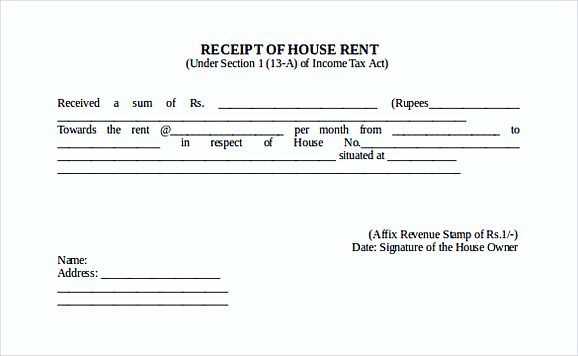 rent receipt form template