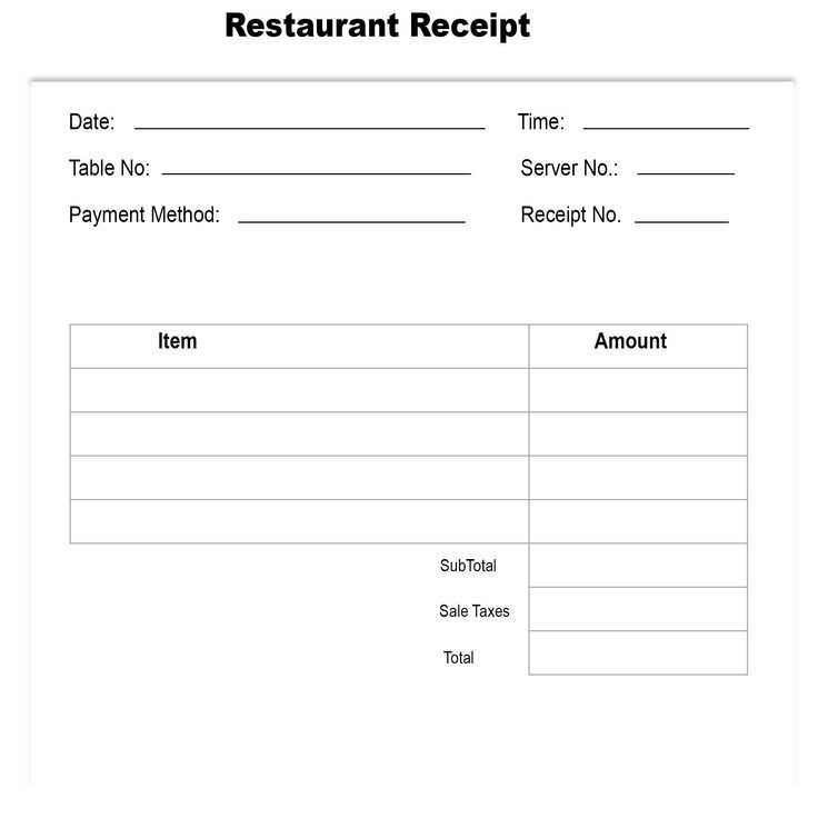 sample restaurant receipt template