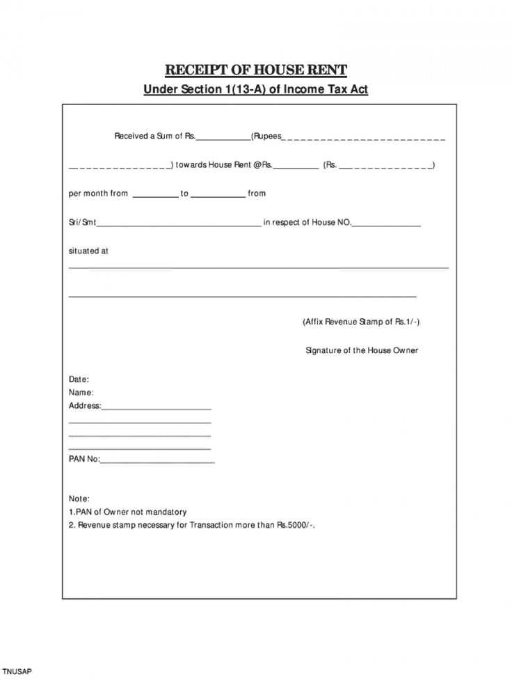 printable free rent receipt template pdf