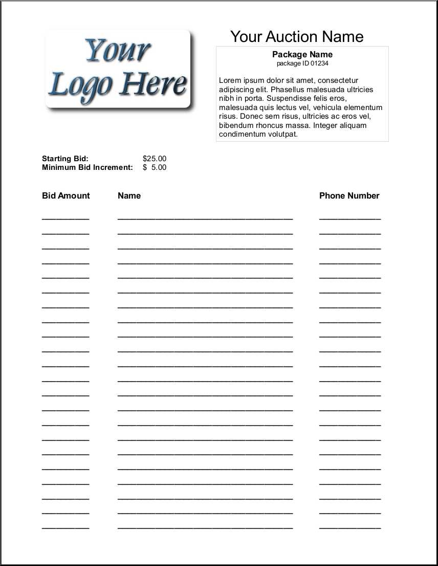 printable silent auction donation tax receipt template