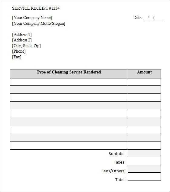 professional looking homemade receipts template for services