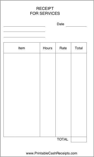 template for receipt book