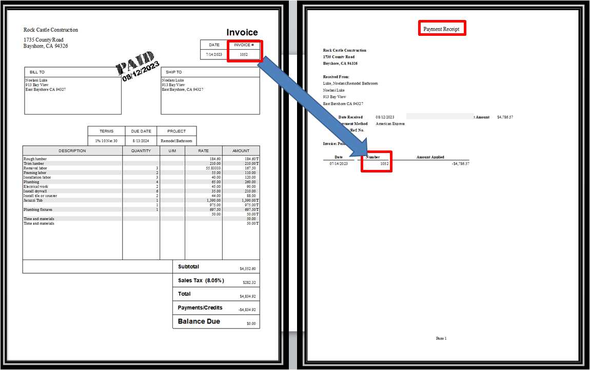 change the payment receipt template for quickbooks