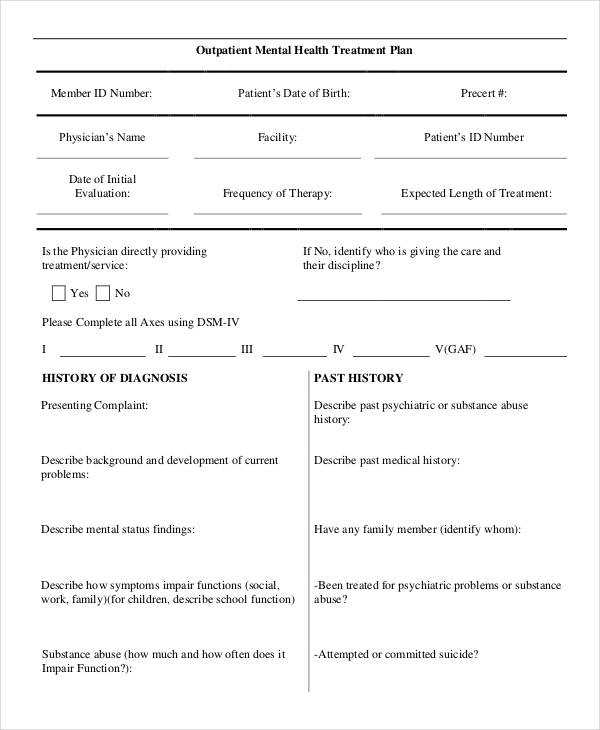 receipt for mental health treatment template