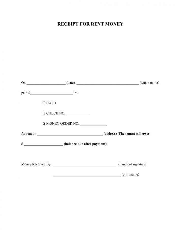 receipt for rent template