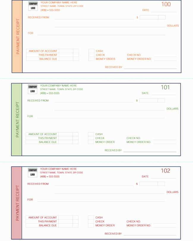 receipt of check payment template