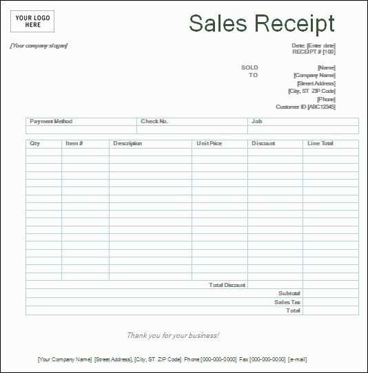 receipt of goods form template xls