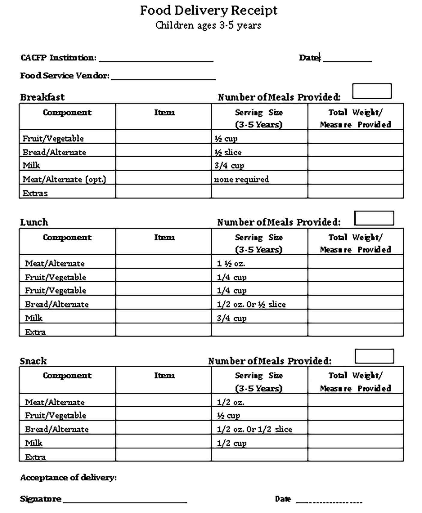 receipt of hand delivery template