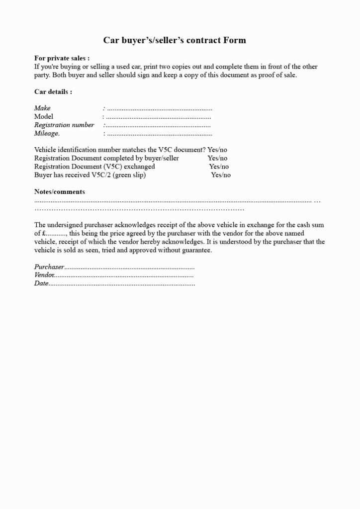 receipt template for private car purchase