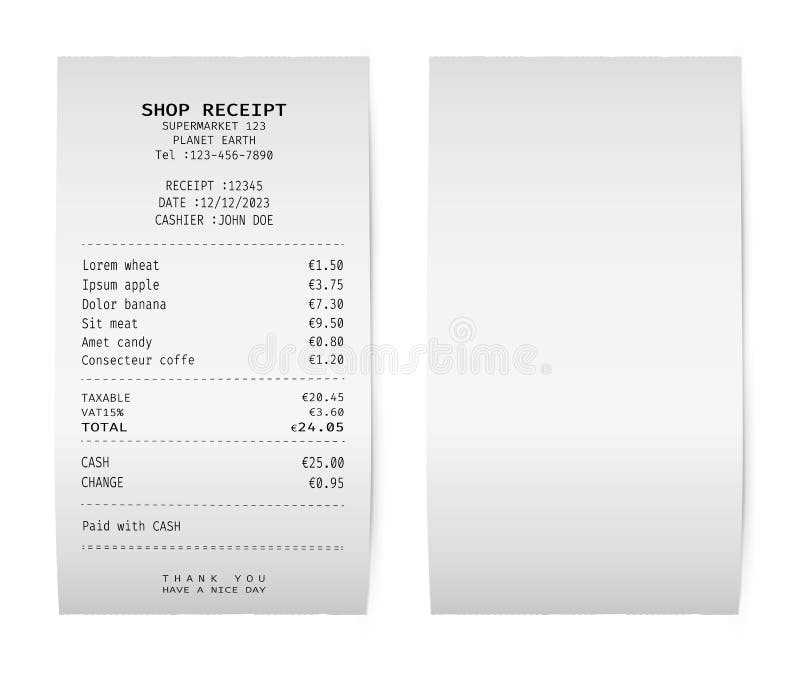receipt template illustrator