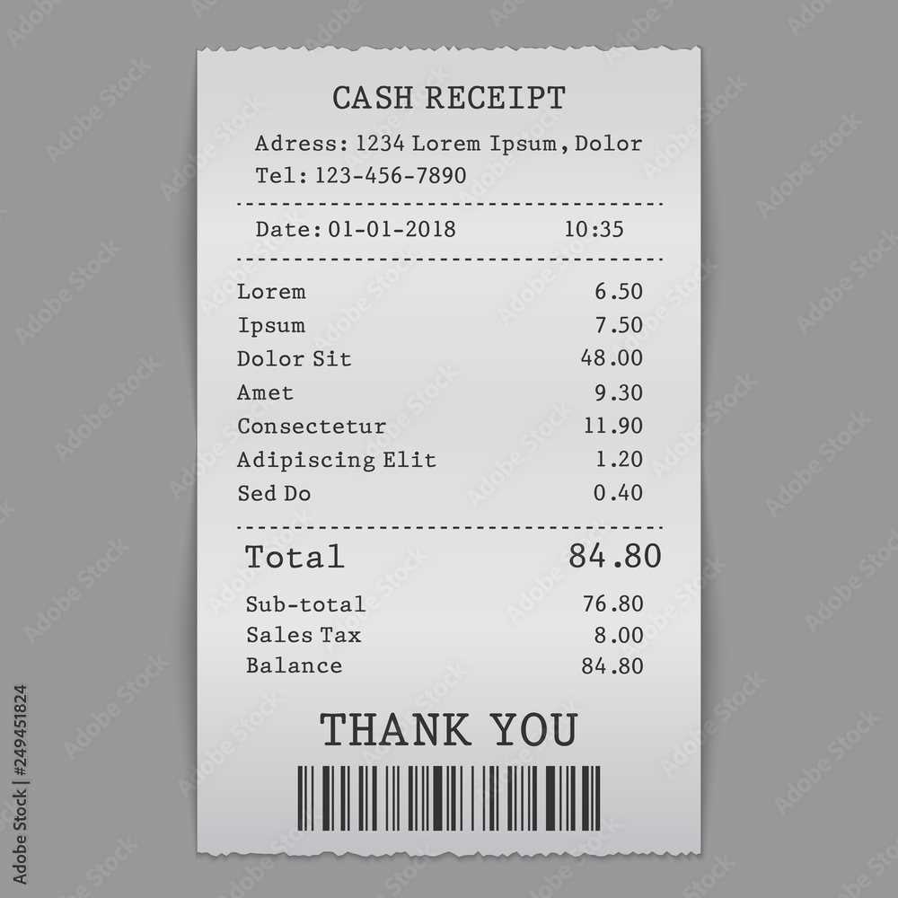 receipt template illustrator