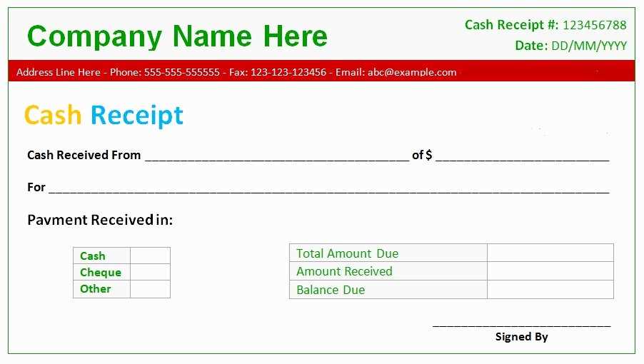 receipt templates excel