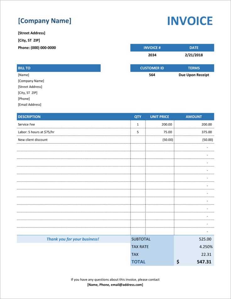 receipt xls template