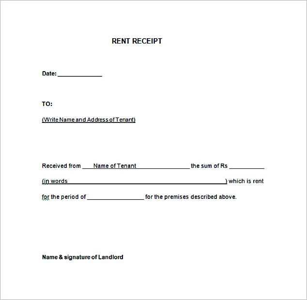 rent receipt for tenant template