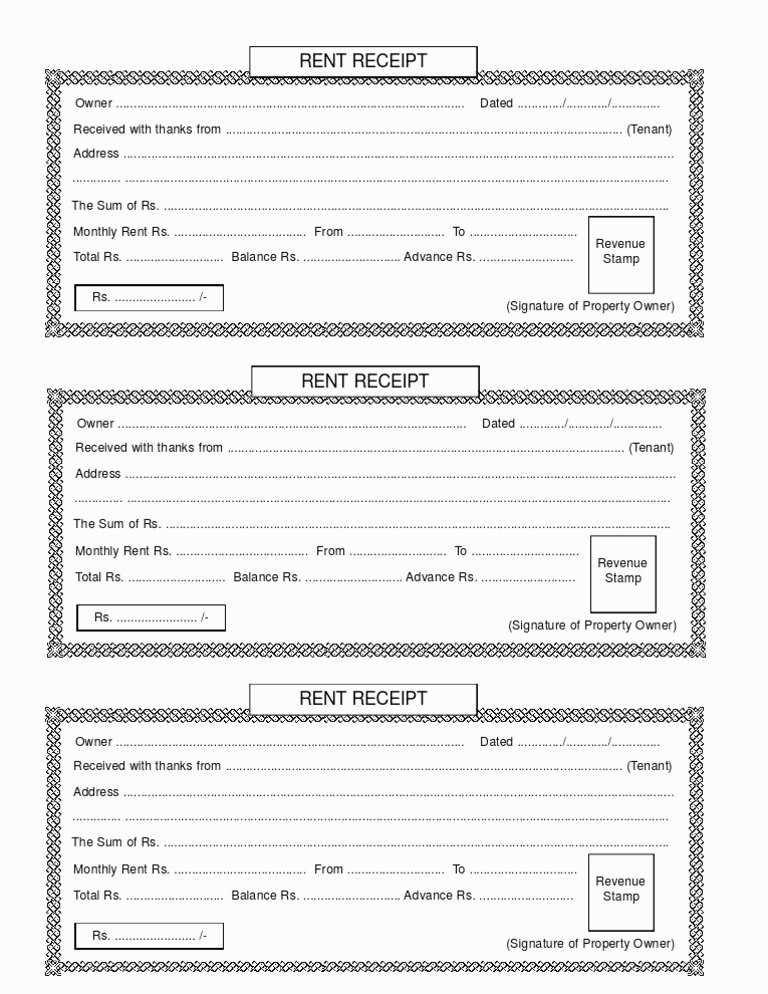 rent receipt template excel india