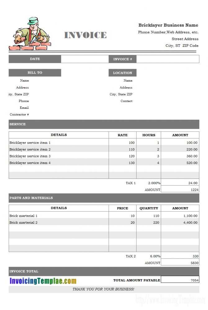 roofing company receipt template