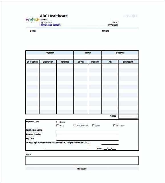 medical invoice receipt template