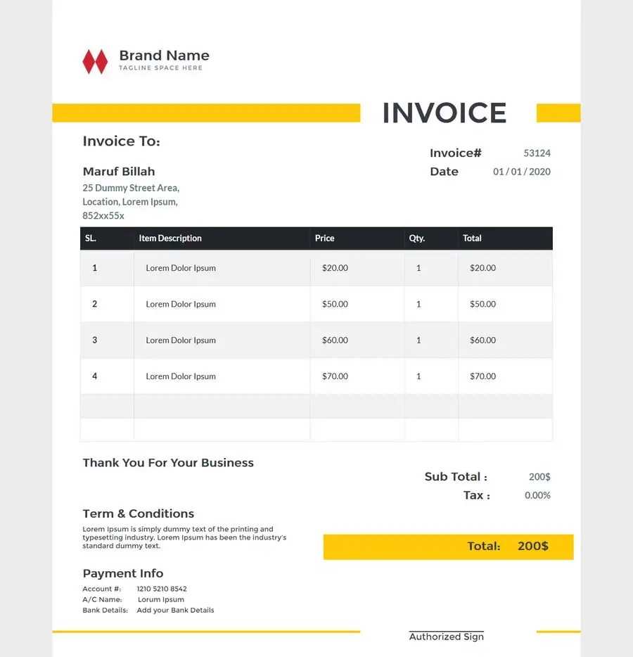 payment receipt html template code