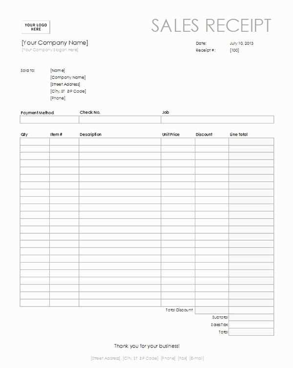 sales receipt template with measurements