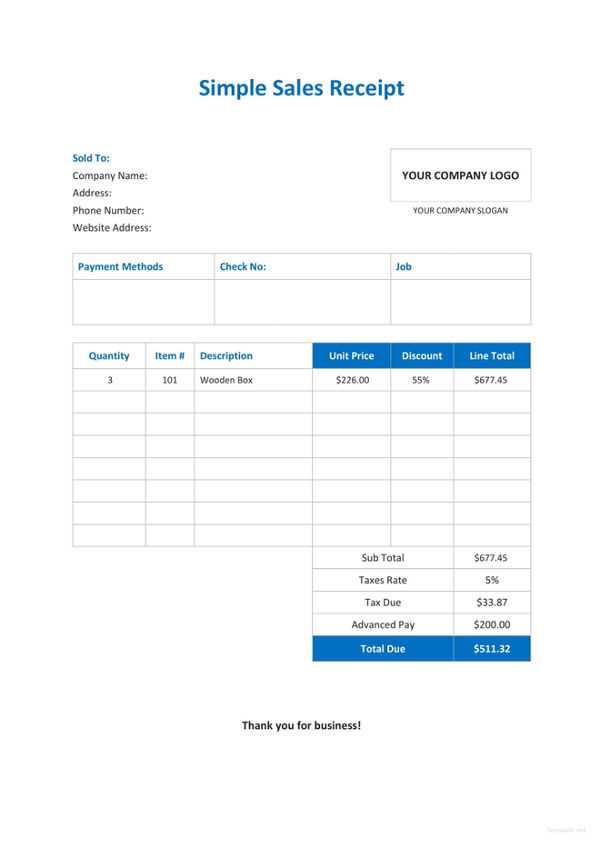 sales receipts template