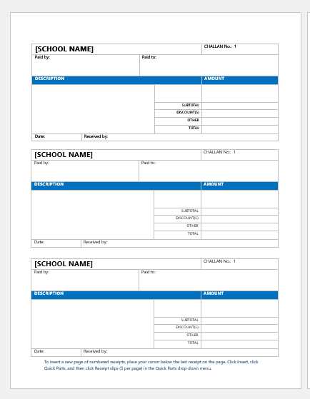 school fee receipt template in excel