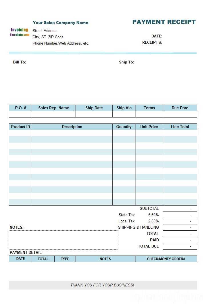 service receipt template word doc