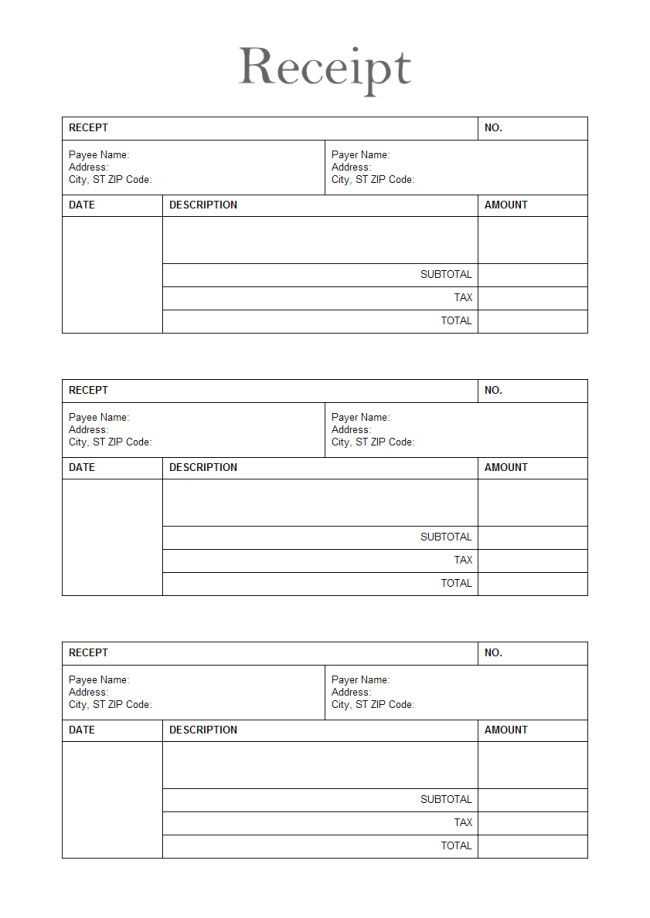 short receipt template