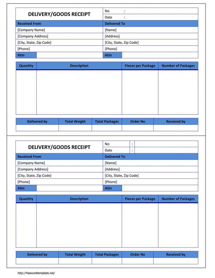 receipt for goods received template