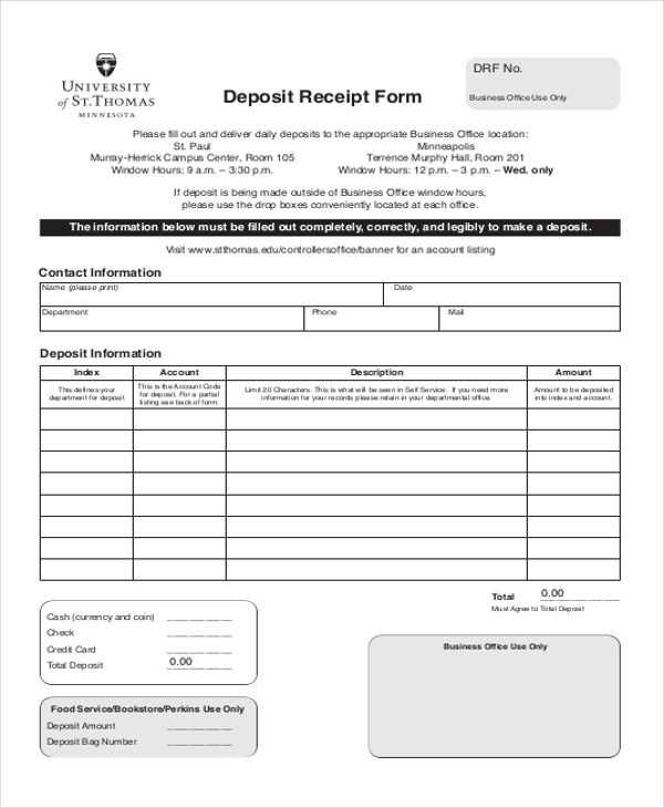 down payment receipt for work agreement template