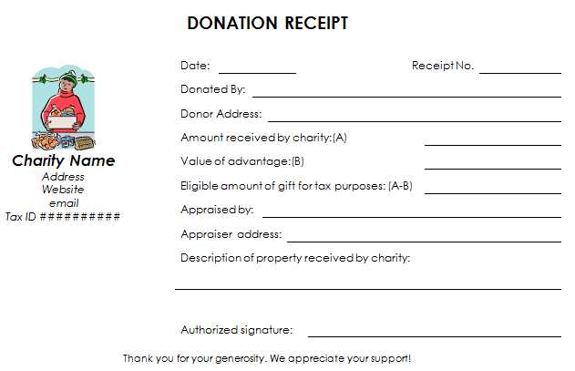 Silent auction donation tax receipt template