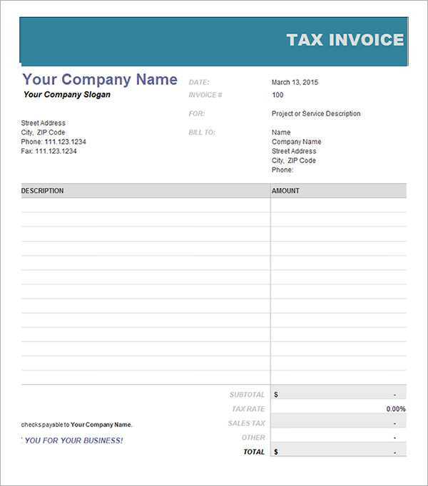 tax receipt template excel
