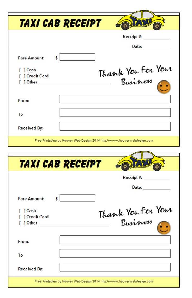 taxi service receipt template