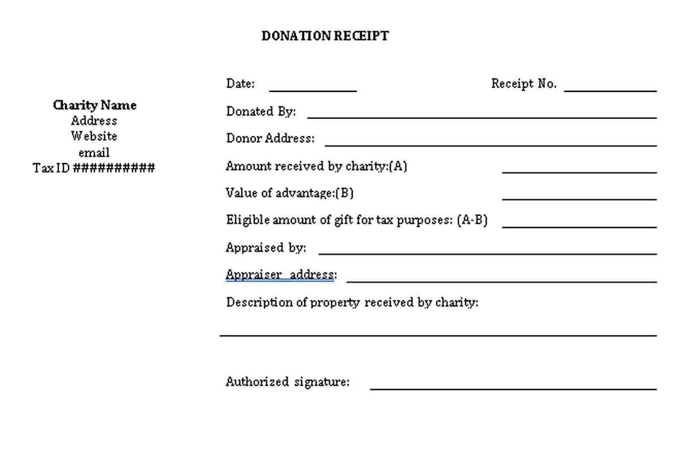 template for charity donation receipt