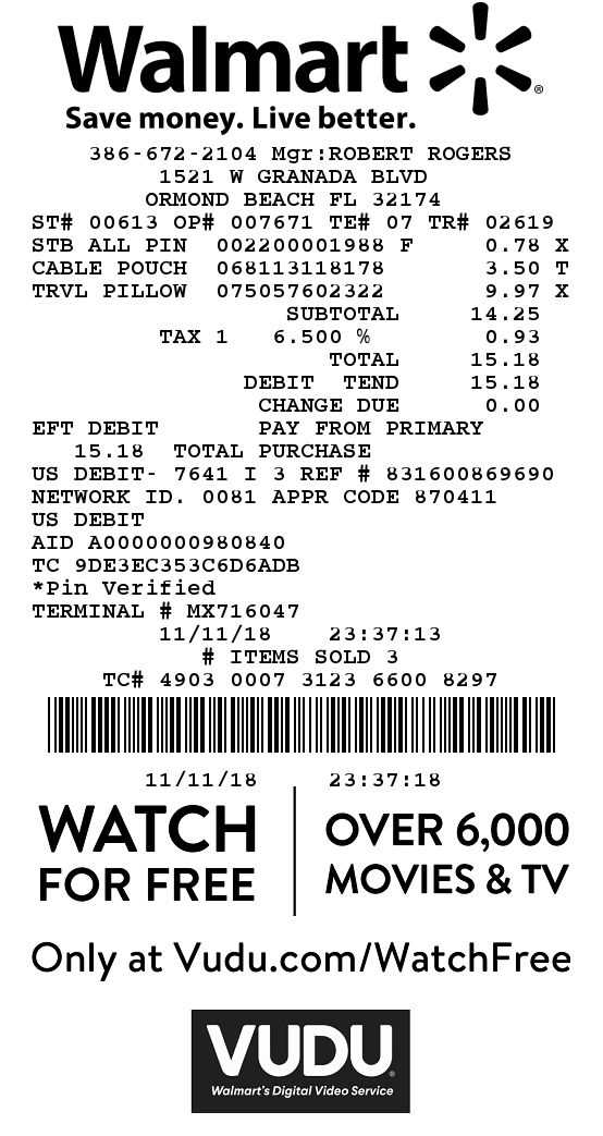 template for walmart receipt