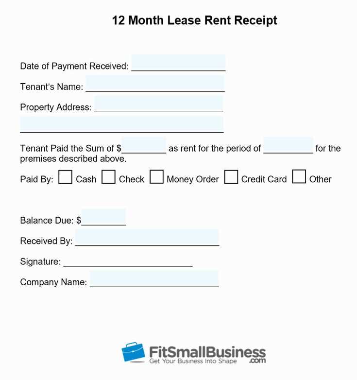 tenant rental receipt template