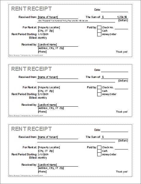 tenant tax receipt template