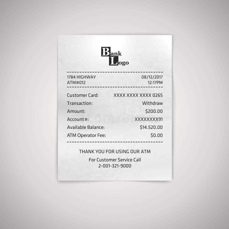 templates for bank tellers receipts