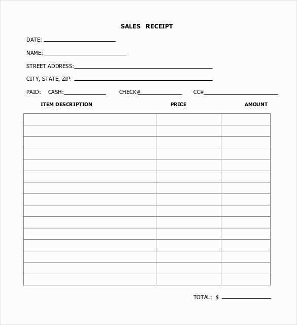 ticket sale receipt template